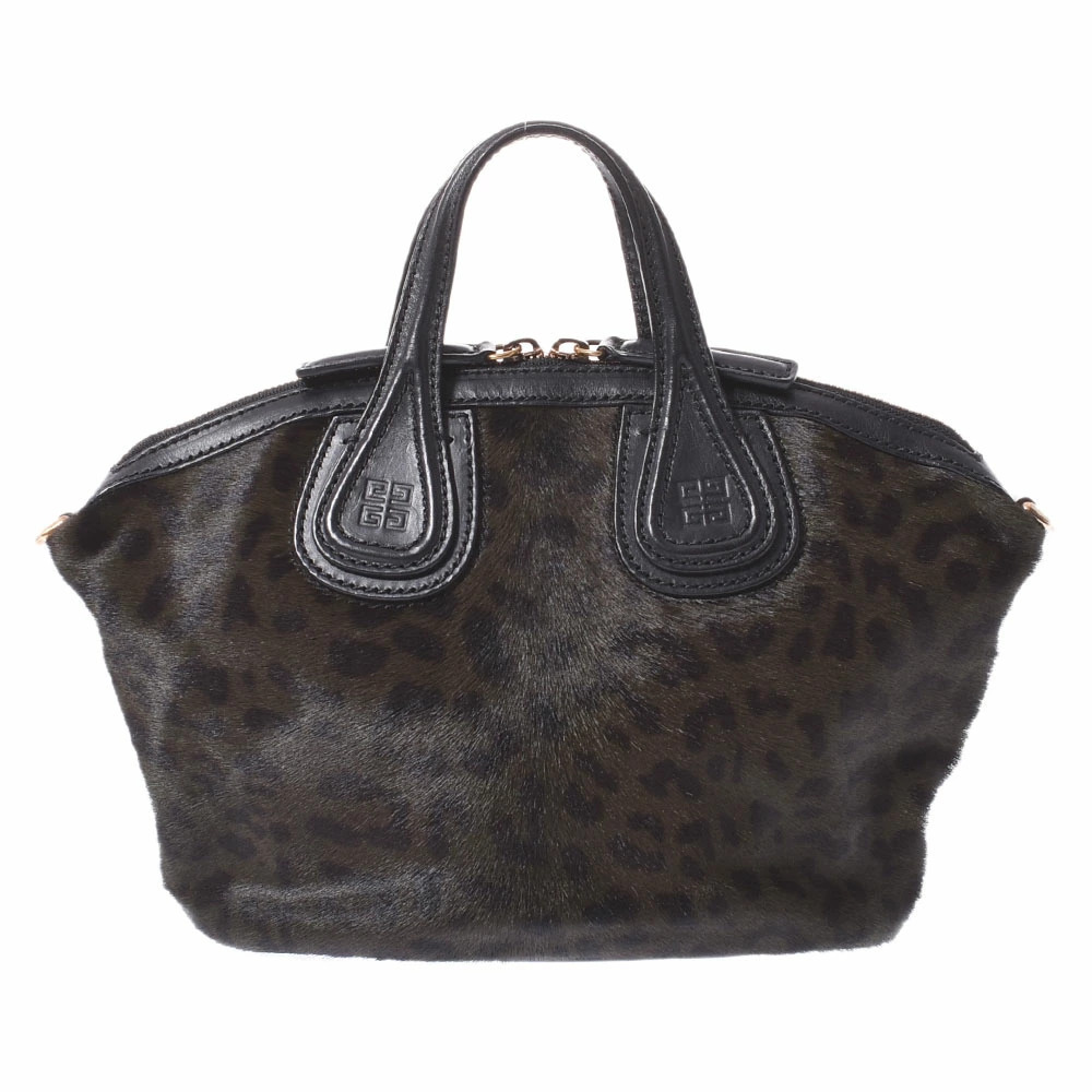 GIVENCHY Nightingale Leopard Khaki Brown Green Calf Hair Bag
